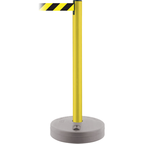 Montant ext&eacute;rieur pour barri&egrave;re TensaBarrier, Plastique, 37" h, Ruban Noir/Jaune, Longueur du ruban 13' Air Extreme Inc.