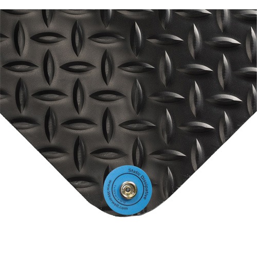Electrically Conductive Mat No.786, 2' W x 3' L x 15/16" T, PVC, Diamond, Black Air Extreme Inc.