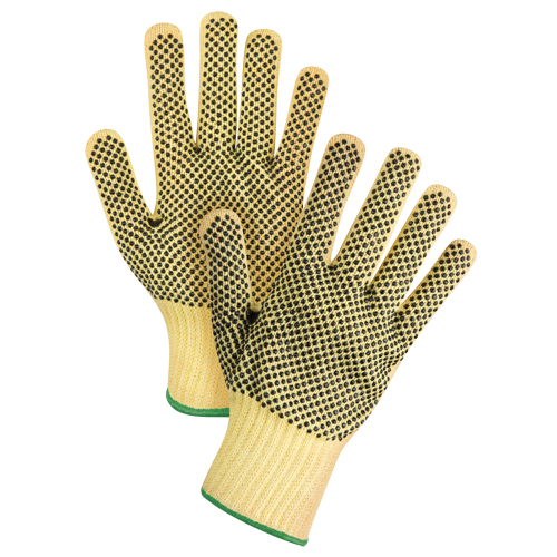 Gants tricot&eacute;s deux c&ocirc;t&eacute;s, sans couture, &agrave; pois, Taille Moyen/8, Calibre 7, Rev&ecirc;tement PVC, Enveloppe en Kevlar, ASTM ANSI niveau A2/EN 388 niveau 3 Air Extreme Inc.