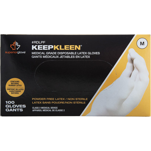 KeepKleen&reg; Disposable Medical Exam Grade Gloves, Large, Latex, 5-mil, Powder-Free, White, Class 2 Air Extreme Inc.