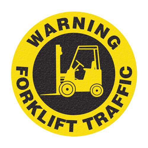 Panneau de signalisation au sol  Warning Forklift Traffic , Adh&eacute;sif, Anglais avec pictogramme Air Extreme Inc.