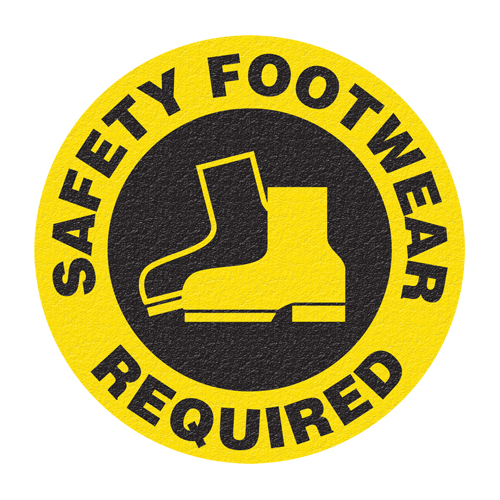 Panneau de signalisation au sol  Safety Footwear , Adh&eacute;sif, Anglais avec pictogramme Air Extreme Inc.