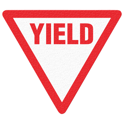Panneau de signalisation au sol  Yield , Adh&eacute;sif, Anglais avec pictogramme Air Extreme Inc.