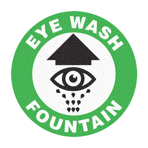 Panneau de signalisation au sol  Eye Wash Fountain , Adh&eacute;sif, Anglais avec pictogramme Air Extreme Inc.