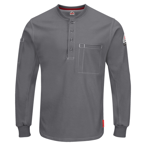 Excel FR&reg; Long Sleeve Henley Shirts, Small, Grey Air Extreme Inc.