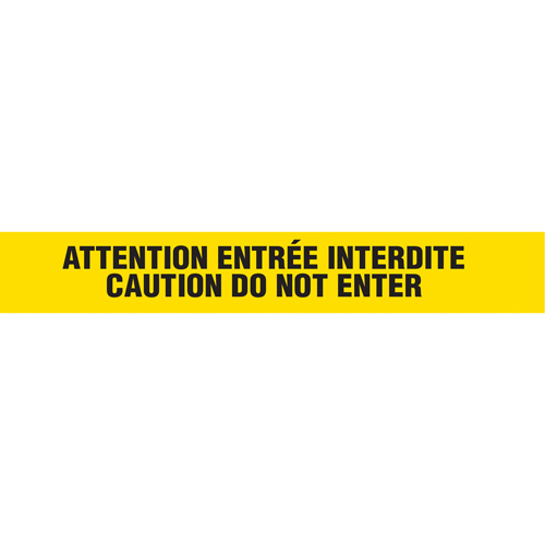 Rubans pour barricades, Bilingue, 3" la x 1000' lo, 3 mils, Noir sur jaune Air Extreme Inc.