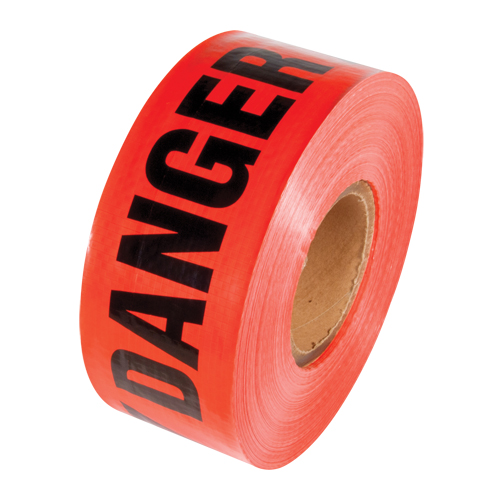 Reinforced Grade Barricade Tape, English, 3" W x 500' L, 5 mils, Black on Red Air Extreme Inc.