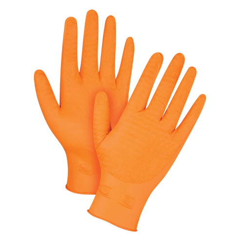 Gants de poids lourd Gripper, Grand, Nitrile, 7 mils, Sans poudre, Orange Air Extreme Inc.