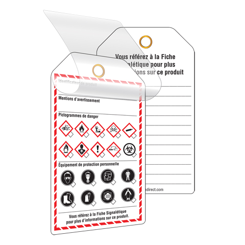 &eacute;tiquettes auto-plastifiantes pour le milieu de travail, Papier cartonn&eacute;, 3-3/8" la x 5-3/4" h, Français Air Extreme Inc.
