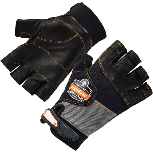 Gants demi-doigts en cuir r&eacute;duisant les impacts ProFlex 901, Petit, Paume en Cuir fleur, Poignet Boucle et crochet Air Extreme Inc.