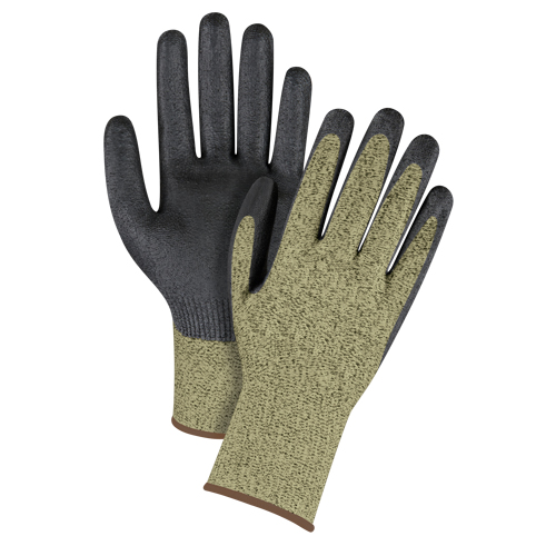 Gants &eacute;lastiques sans coutures r&eacute;sistants &agrave; la coupe noir & jaune, Taille Grand/9, Calibre 13, Rev&ecirc;tement Mousse de nitrile, Enveloppe en Aramide, ASTM ANSI niveau A6 Air Extreme Inc.