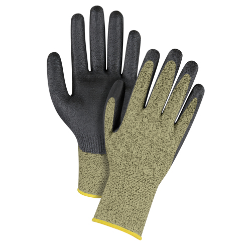 Gants &eacute;lastiques sans coutures r&eacute;sistants &agrave; la coupe noir & jaune, Taille 2T-Grand/11, Calibre 13, Rev&ecirc;tement Mousse de nitrile, Enveloppe en Aramide, ASTM ANSI niveau A6 Air Extreme Inc.