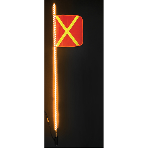 Fanions DEL robustes Safety Whip, Fixation Attelage, Hauteur 6, Orange avec X r&eacute;fl&eacute;chissant Air Extreme Inc.