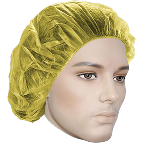 Bouffant Caps, Polypropylene, 24", Yellow Air Extreme Inc.