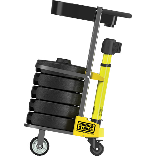 PLUS Barrier Post Cart Kit with Tray, 75' L, Metal, Yellow Air Extreme Inc.