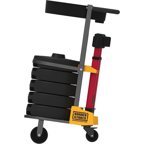 PLUS Barrier Post Cart Kit with Tray, 75' L, Metal, Red Air Extreme Inc.