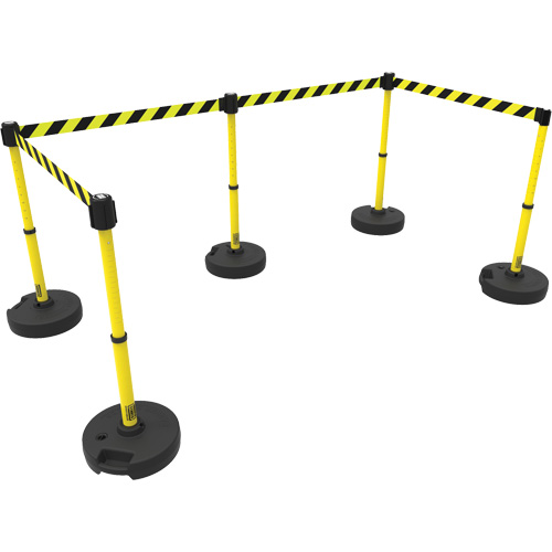 PLUS Barrier Post Set X5, Plastic, 42" H, Yellow Tape, 15' Tape Length Air Extreme Inc.