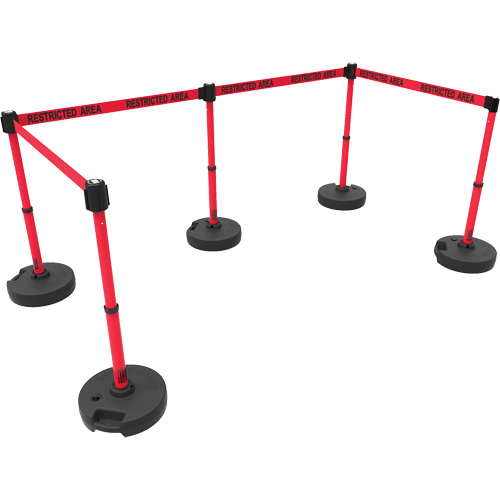 Ensemble de cinq montants pour barri&egrave;re PLUS, Plastique, 42" h, Ruban Rouge, Longueur du ruban 15' Air Extreme Inc.