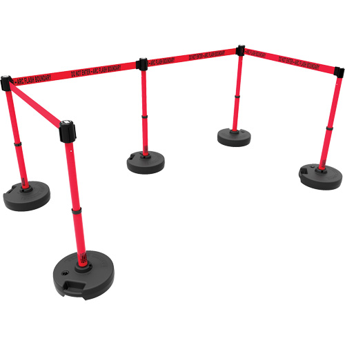 PLUS Barrier Post Set X5, Plastic, 42" H, Red Tape, 15' Tape Length Air Extreme Inc.