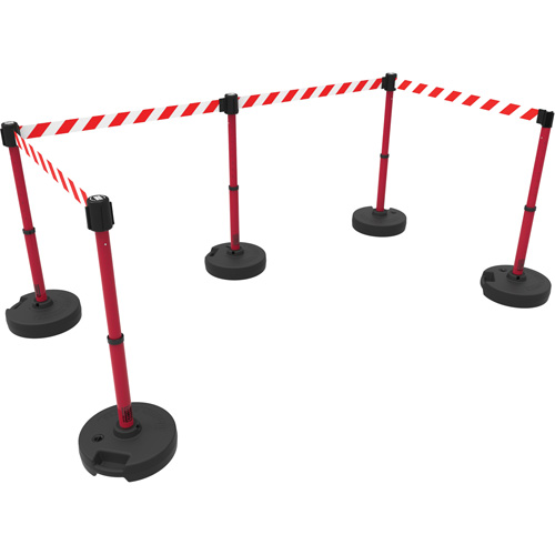 PLUS Barrier Post Set X5, Plastic, 42" H, Red Tape, 15' Tape Length Air Extreme Inc.