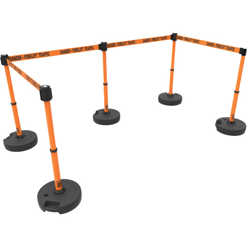 PLUS Barrier Post Set X5, Plastic, 42" H, Orange Tape, 15' Tape Length Air Extreme Inc.