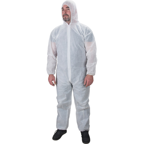 Hooded Coveralls, Medium, White, Polypropylene Air Extreme Inc.