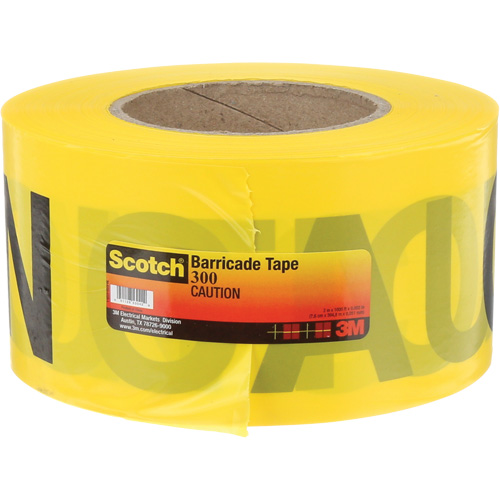Ruban pour barri&egrave;res pour services publics souterrains Scotch, Anglais, 3" la x 1000' lo, 2 mils, Noir sur jaune Air Extreme Inc.