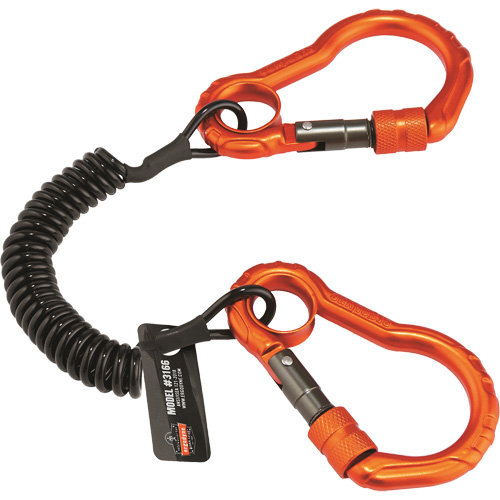 Squids&reg; 3166 Tool Lanyard, Coil, Dual Carabiner Air Extreme Inc.