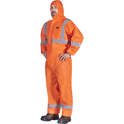 2077 Combinaisons &agrave; capuchon avec ruban r&eacute;fl&eacute;chissant, Petit, Orange, SMS Air Extreme Inc.