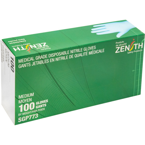 Gants jetables de calibre m&eacute;dical r&eacute;sistants &agrave; la perforation, Moyen, Nitrile, 4,5 mils, Sans poudre, Bleu, Classe 2 Air Extreme Inc.