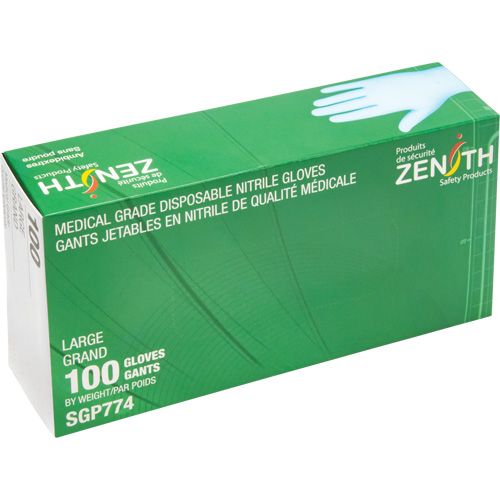 Gants jetables de calibre m&eacute;dical r&eacute;sistants &agrave; la perforation, Grand, Nitrile, 4,5 mils, Sans poudre, Bleu, Classe 2 Air Extreme Inc.