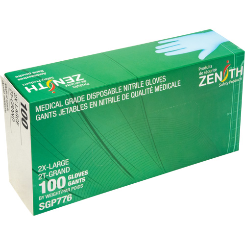 Puncture-Resistant Medical-Grade Disposable Gloves, 2X-Large, Nitrile, 4.5-mil, Powder-Free, Blue, Class 2 Air Extreme Inc.