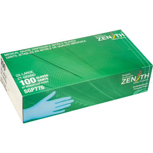 Puncture-Resistant Medical-Grade Disposable Gloves, 2X-Large, Nitrile, 4.5-mil, Powder-Free, Blue, Class 2 Air Extreme Inc.
