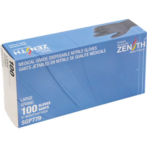 Gants jetables de calibre m&eacute;dical r&eacute;sistants &agrave; la perforation, Grand, Nitrile, 5 mils, Sans poudre, Noir, Classe 2 Air Extreme Inc.