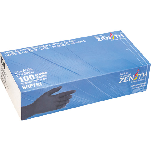 Gants jetables de calibre m&eacute;dical r&eacute;sistants &agrave; la perforation, 2T-Grand, Nitrile, 5 mils, Sans poudre, Noir, Classe 2 Air Extreme Inc.