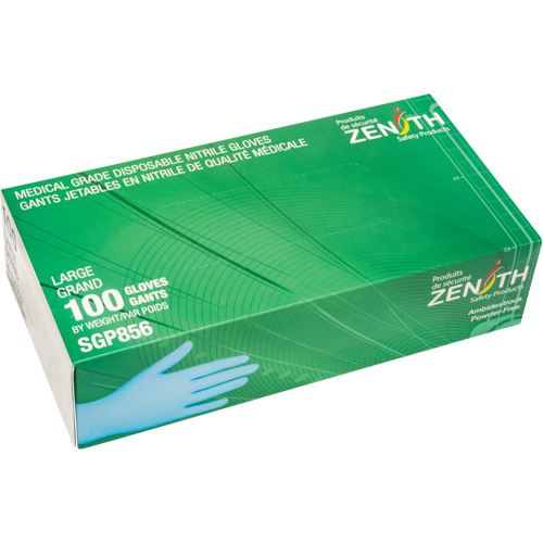 Gants jetables de calibre m&eacute;dical r&eacute;sistants &agrave; la perforation, Grand, Nitrile, 3,5 mils, Sans poudre, Bleu, Classe 2 Air Extreme Inc.