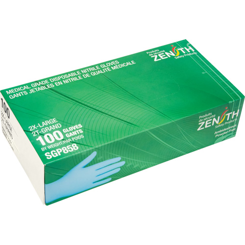Puncture-Resistant Medical-Grade Disposable Gloves, 2X-Large, Nitrile, 3.5-mil, Powder-Free, Blue, Class 2 Air Extreme Inc.