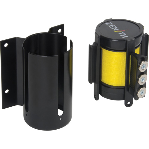 Barri&egrave;re &agrave; fixation murale avec ruban magn&eacute;tique, Acier, Fixation par vis, 12', Ruban Jaune Air Extreme Inc.