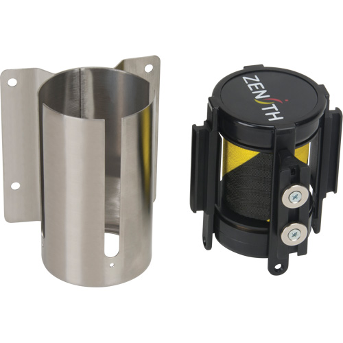 Wall Mount Barrier with Magnetic Tape, Steel, Screw Mount, 7', Black and Yellow Tape Air Extreme Inc.