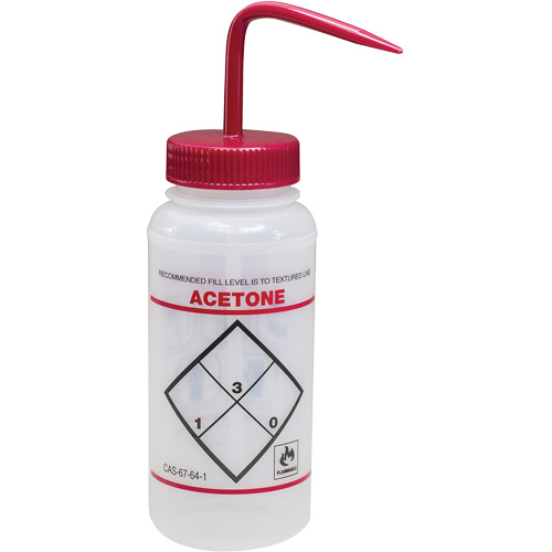 Bouteille de rinsage &agrave; grande ouverture avec &eacute;tiquette de s&eacute;curit&eacute; "Acetone", 16 oz Air Extreme Inc.