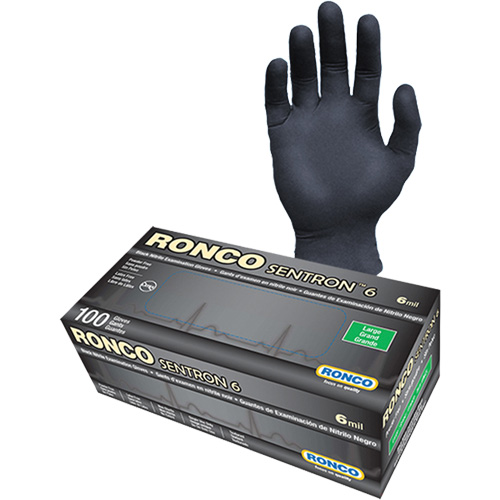 Gants d'examen jetables Sentron 6, Petit, Nitrile, 6 mils, Sans poudre, Noir, Classe 2 Air Extreme Inc.