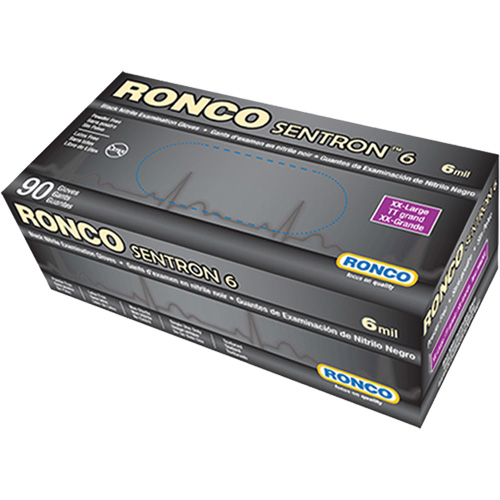 Sentron 6 Disposable Examination Gloves, 2X-Large, Nitrile, 6-mil, Powder-Free, Black, Class 2 Air Extreme Inc.