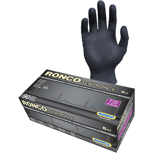 Sentron 6 Disposable Examination Gloves, 2X-Large, Nitrile, 6-mil, Powder-Free, Black, Class 2 Air Extreme Inc.