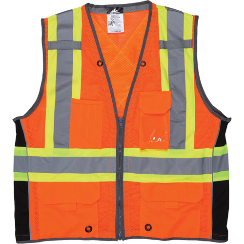 Veste de s&eacute;curit&eacute; pour arpenteur, Orange haute visibilit&eacute;, Grand, Polyester Air Extreme Inc.
