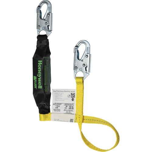 Miller&reg; HP Shock-Absorbing Lanyard, 4', Locking Snap Hook Center, Locking Snap Hook Leg Ends, Polyester Air Extreme Inc.