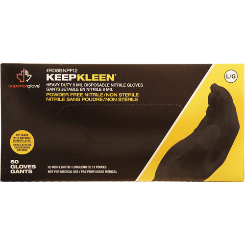KeepKleen&reg; Disposable Gloves, Small, Nitrile, 8-mil, Powder-Free, Black Air Extreme Inc.