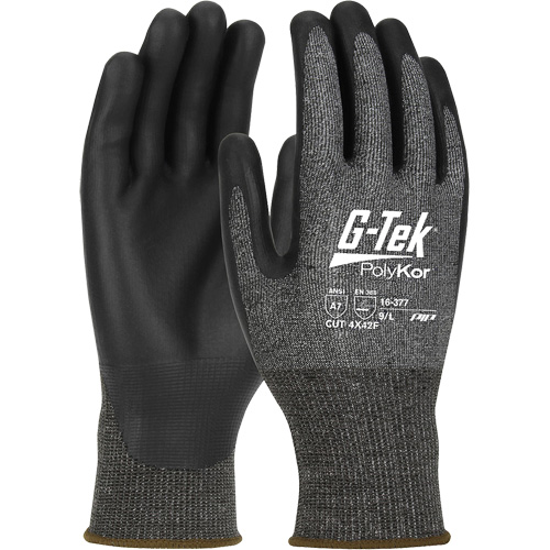 Gants r&eacute;sistants aux coupures G-Tek PolyKor X7, Taille Petit, Calibre 18, Rev&ecirc;tement Polyur&eacute;thane, Enveloppe en Poly&eacute;thyl&egrave;ne, ASTM ANSI niveau A7/EN 388 niveau F Air Extreme Inc.