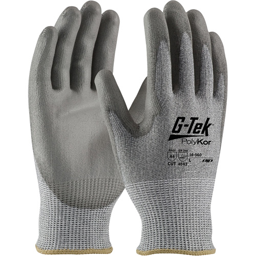 Gants r&eacute;sistants aux coupures G-Tek PolyKor, Taille Petit, Calibre 13, Rev&ecirc;tement Polyur&eacute;thane, Enveloppe en Poly&eacute;thyl&egrave;ne, ASTM ANSI niveau A4/EN 388 niveau 5/EN 388 niveau D Air Extreme Inc.