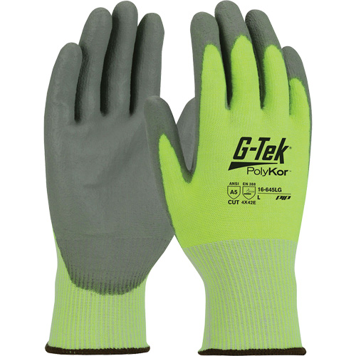 G-Tek&reg; PolyKor&reg; Cut Resistant Gloves, Size Small, 13 Gauge, Polyurethane Coated, Polyethylene Shell, ASTM ANSI Level A5/EN 388 Level E Air Extreme Inc.