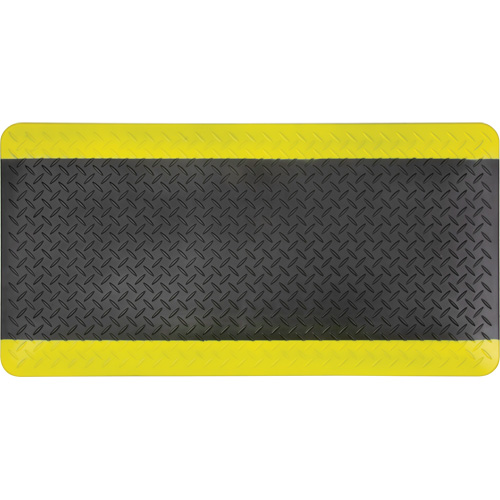 Anti-Fatigue Matting, Diamond, 1-2/3' x 3-1/4' x 3/4", Black/Yellow, Polyurethane Air Extreme Inc.